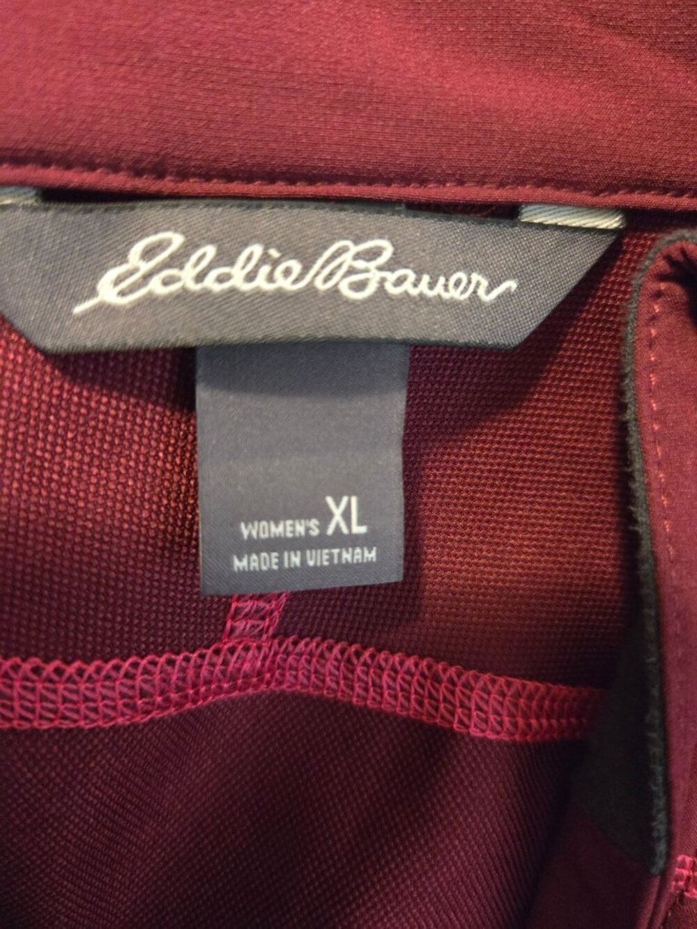Eddie Bauer Womens XL Zip Burgundy Jacket Poly/Spandex Activewear lightweight - Picture 4 of 7